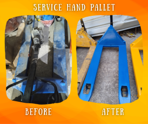 Service hand pallet cikarang terdekat tidak hanya gratis pengiriman, tapi juga gratis pengecatan ulang unit.